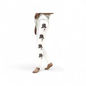Stylish White With  Leopard Print Leggings